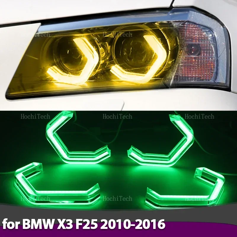 

Светодиодные кольцевые фары RGB Angel Eyes в стиле M4 с дистанционным управлением через приложение для BMW X3 F25 2010-2016 xDrive25i 30i xDrive18d 20d 30d 35d