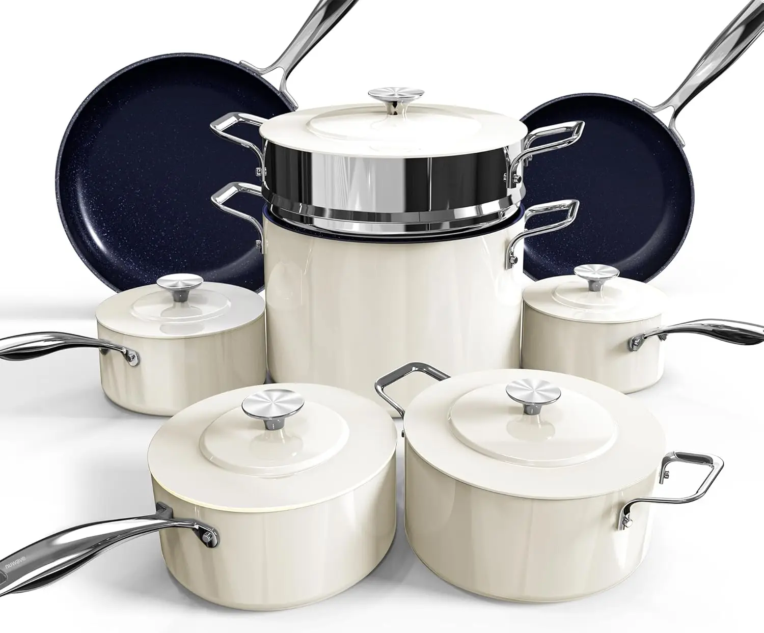 Lux 13pc Forged Lightweight Cookware Set PFAS Free, Healthy G10 Duralon Ceramic Coating, Ultra Non-Stick, Stay-Cool Handl