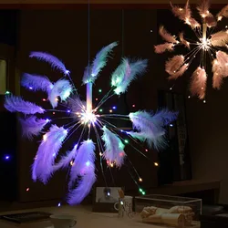 DIY Wedding Fireworks Lighting Effect Table LED Party Lights Pink Feather Remote Control Battery Slot USB Powered For Event Deco