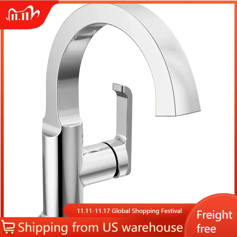 

Delta Faucet Tetra Brushed Nickel Single Hole Bathroom Faucet, Bathroom Sink Faucet, Diamond Seal, Metal Drain