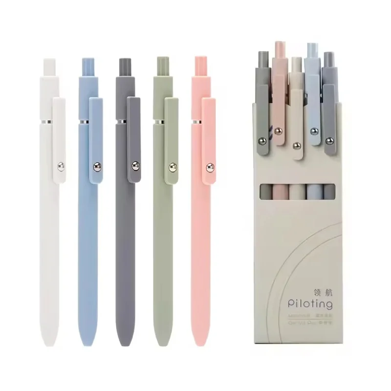 5 Color Gel Pen Set Soft Touch Quick Dry Smooth 5Pcs Set Morandi Color Kit For Study Stationery Supplies Student Writing Pens