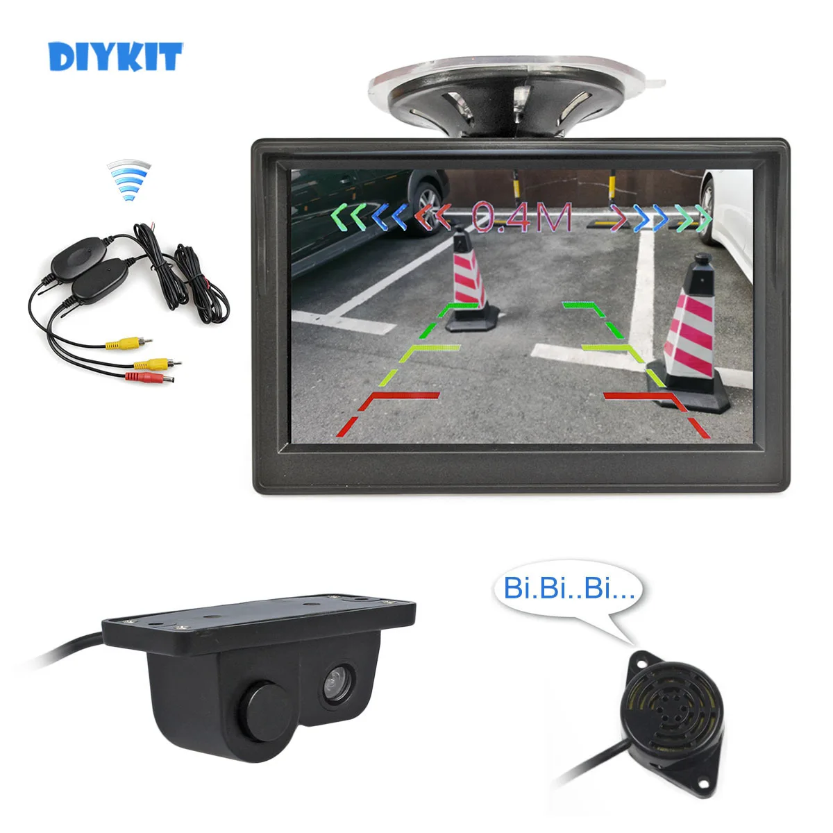 

DIYKIT Wireless 5inch Color TFT LCD Car Monitor Waterproof Parking Radar Sensor Car Camera Rear View Camera Parking System