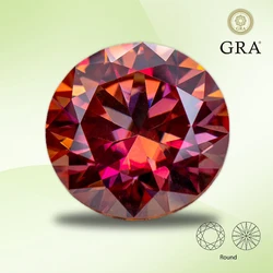 Pietra Moissanite Anguria Colore rosso Diamante coltivato da laboratorio a taglio rotondo per gioielli fai da te Anelli Orecchini che realizzano con certificato GRA