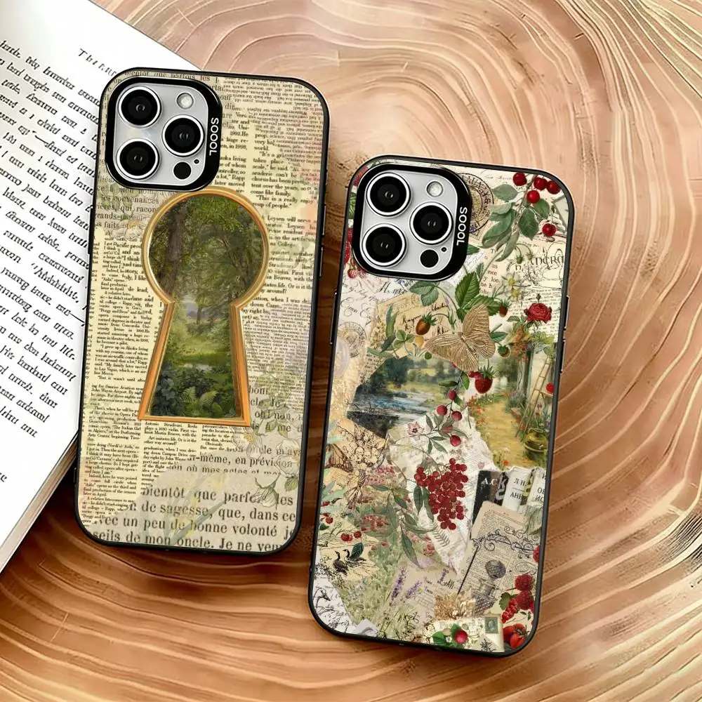 

Forest Collage Phone Case For iPhone 17,16,15,14,13,12,11 Plus,Pro Max,XS,Colored Silver Plated Inside Cover