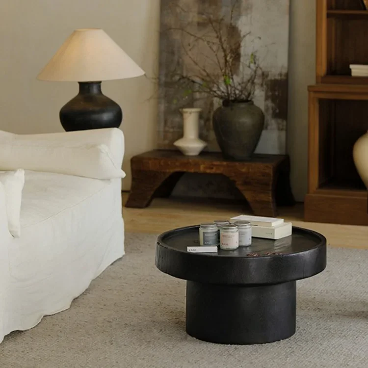 

Furniture Nordic Minimalist Round Coffee Table Home Furniture Solid Pine Wood Birch Coffee Table for Living Room