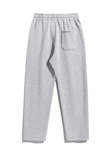 Imagen 2 del producto Pantalón deportivo liso de pierna recta de ajuste regular para hombre con cordón y cinturilla elástica, pantalón de punto, adecuado para todos los días