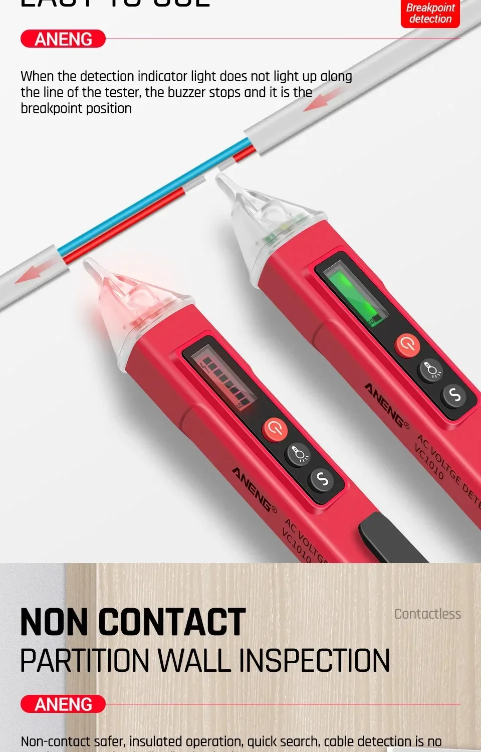 Intelligentes Multimeter-Set Wiederaufladbar ANENG High-End Touchscreen 6000-Anzeigen Multimeter AC/DC Spannungs- und Strommessgerät – Detail 19