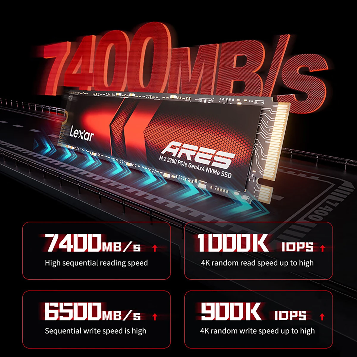 内蔵型SSD Lexar ARES M.2 2280 SSD 4TB Lexar M.2 2280 SSD ARES M2 NVMe PCIe 4.0 X4 512GB 1TB 2TB 4TB