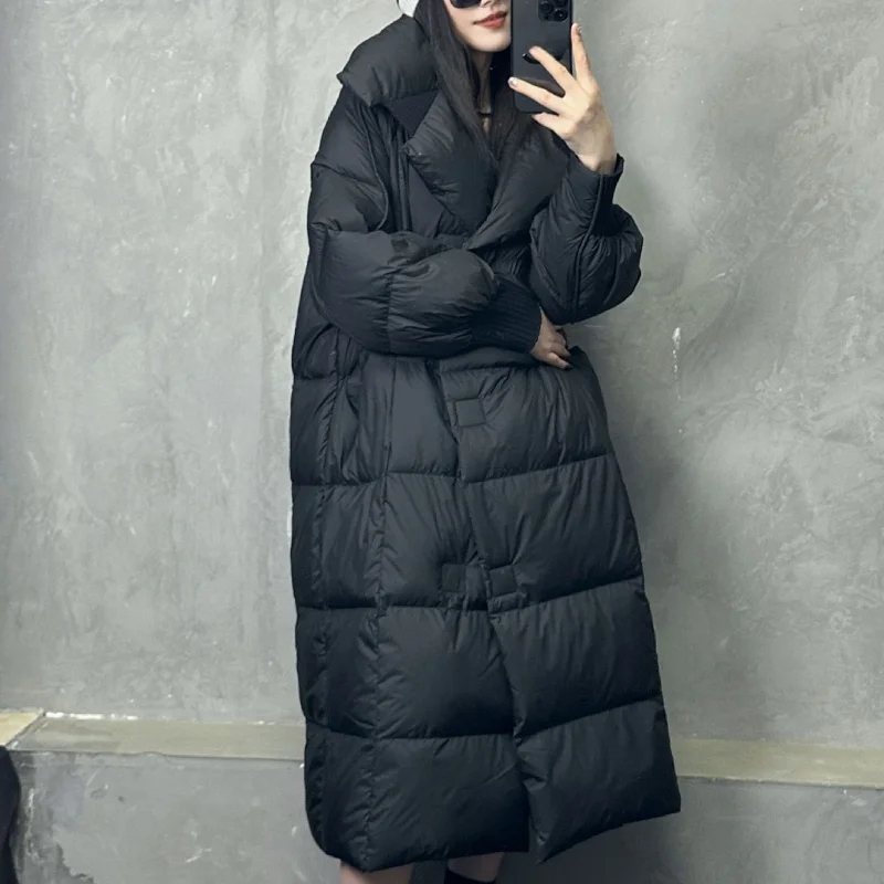 Doudoune matelassurera longue pour femme, manteau d'hiver épais, veste d'extérieur coupe-vent, parkas tendance, nouveau, 2024