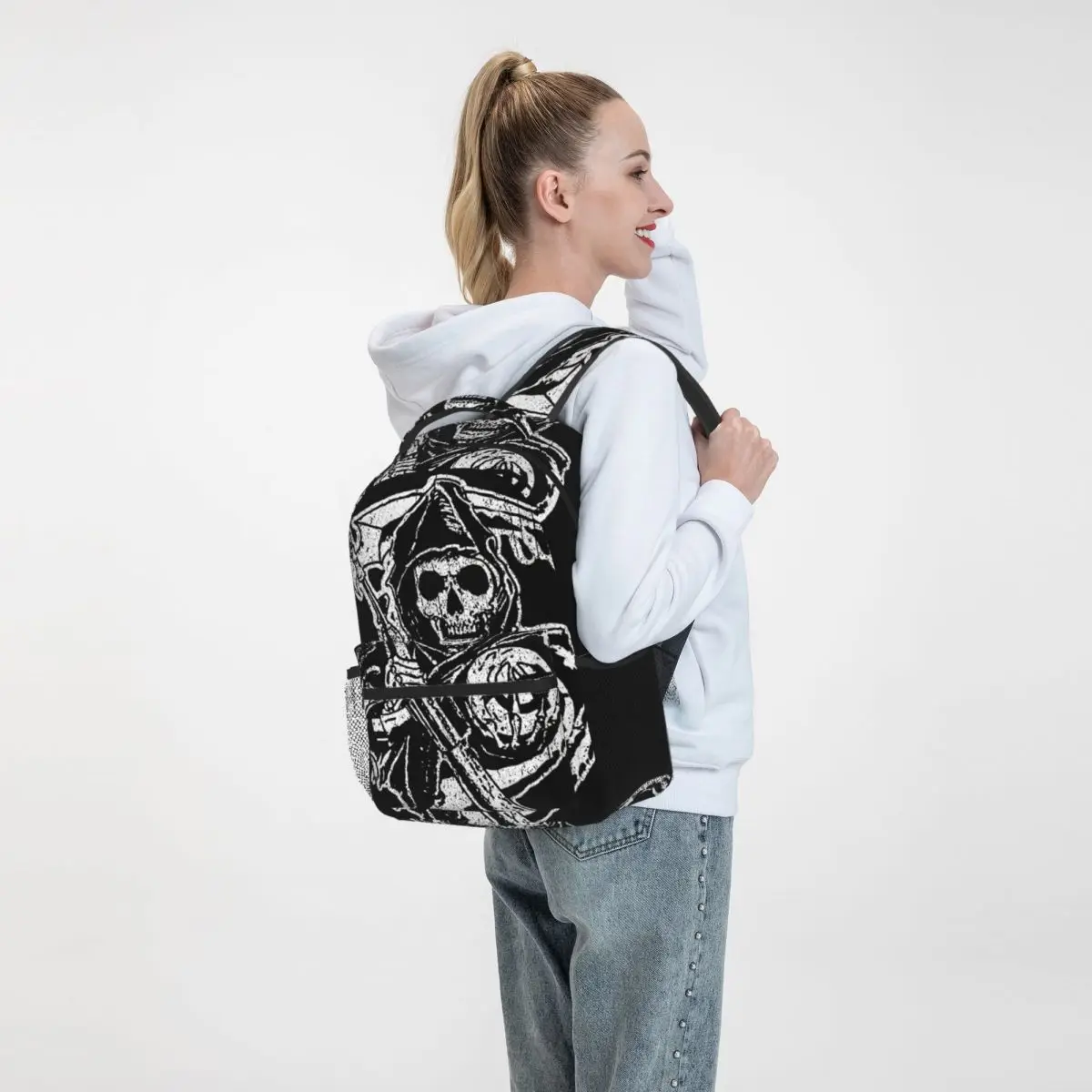 Skull plecaki synowie anarchii TV na co dziń z nadrukiem Student School Bag kobiety męskie torby podróżne mała torba na laptopa