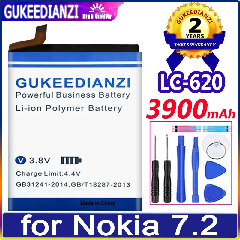 GUKEEDIANZI New LC-620 Battery For Nokia 7.2 6.2 TA-1198 TA-1200 TA-1196 3900mAh Mobile Phone Batterij + Gift Tools