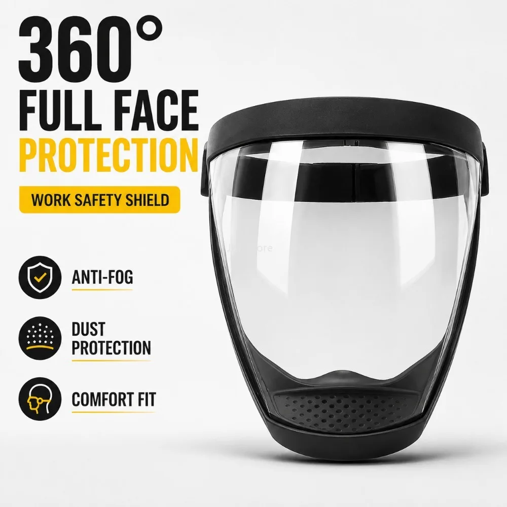 Dustproof Anti Fog Protective Mask Splash Resistant Face Shield for Gardening Mowing Cycling Workshop Grinding Safety Use