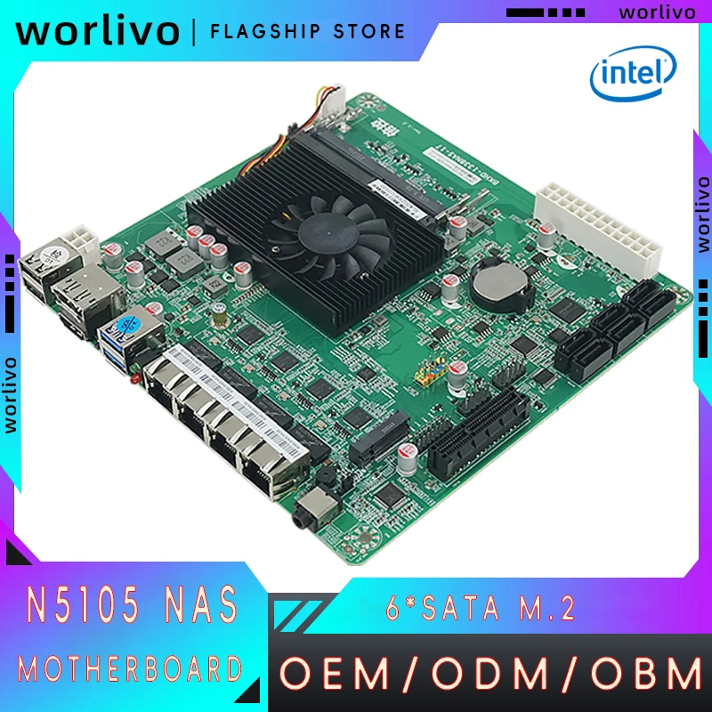 

Intel Celeron N5105 6 Sata3.0 2.5G Nics Ddr4 Mini Itx Micro 17X17Cm Soft Routing 2*Ddr4 Firewall Gigabyte Nas Motherboard