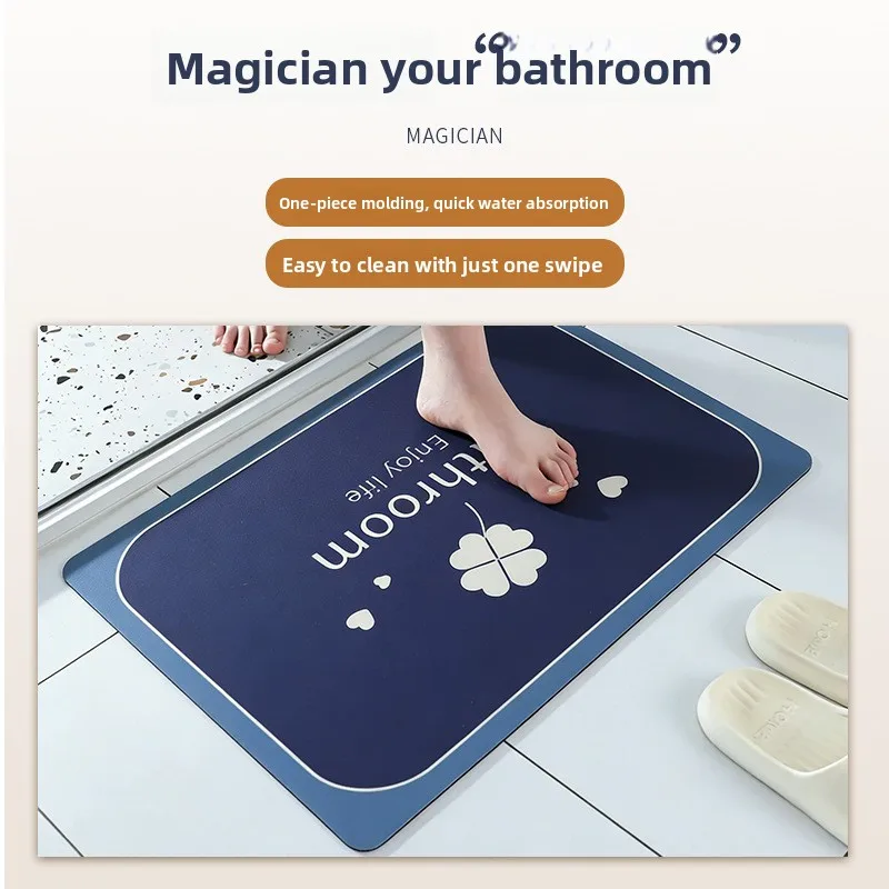 Diatom mud absorbent floor mat for bathroom entrance, foot mat for toilet, carpet, non-slip shower