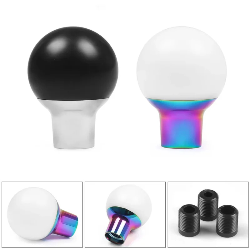 

ABS 65MM Gear Shift Knob Shifter Lever Knob Round Ball Shape For Manual Transmission With 3 Adaptors M8,M10,M12