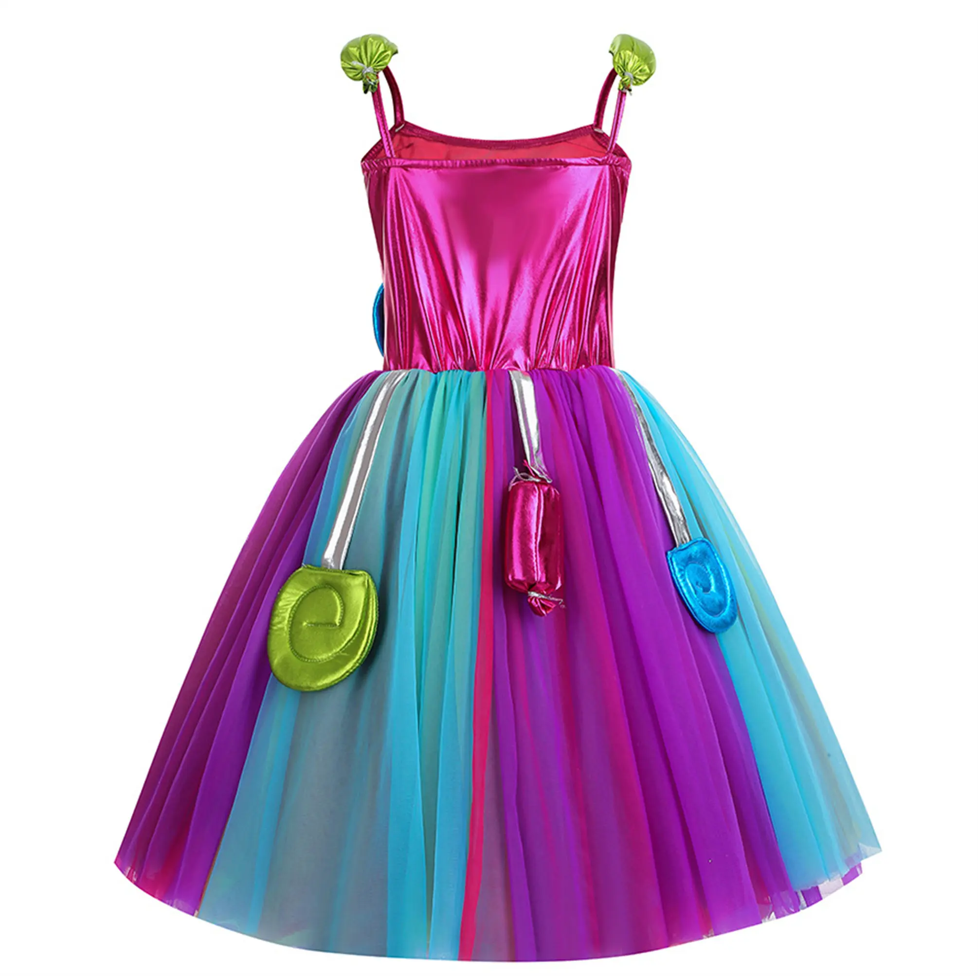 2024 Purim Festival Lollipop Costume Girls Fairy Dress Fancy Carnival Birthday Fantasy Children Candy Rainbow Vestido Dress