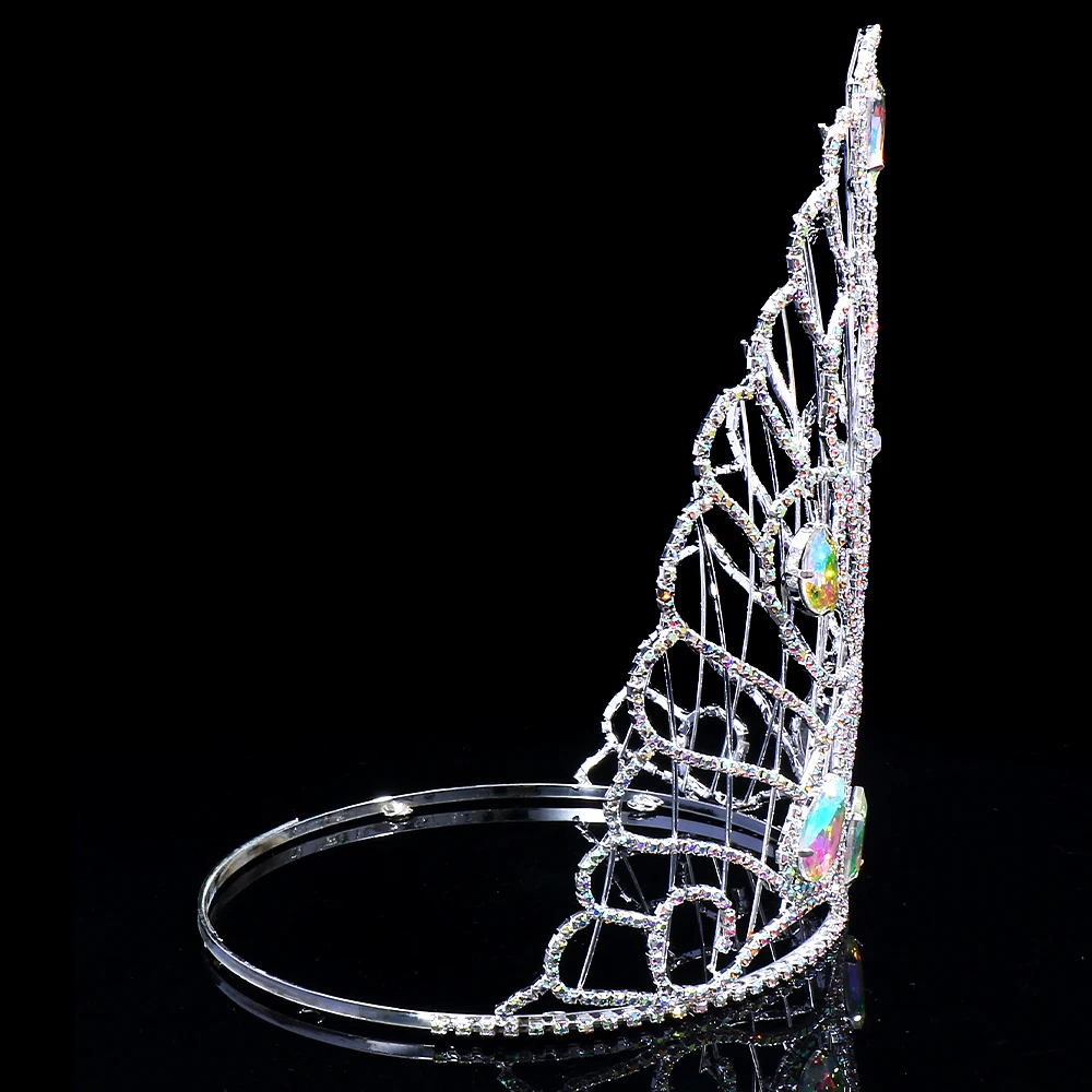 Stonnefans Colorful Crystal Queen Large Crown Bridal Head Accessories Luxury Design Water Drop Hair Jewelry Tiara Beauty Contest