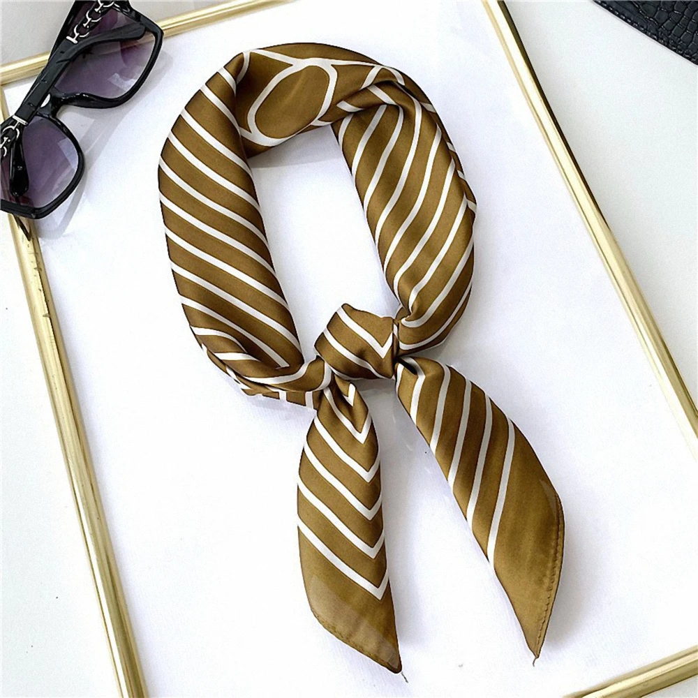 Luxury Square Scarf Neckerchief Female for Women Silk Feeling Shawl Satin Hijab Fashion Wraps Hair Bands Ribbon Headband Bandann