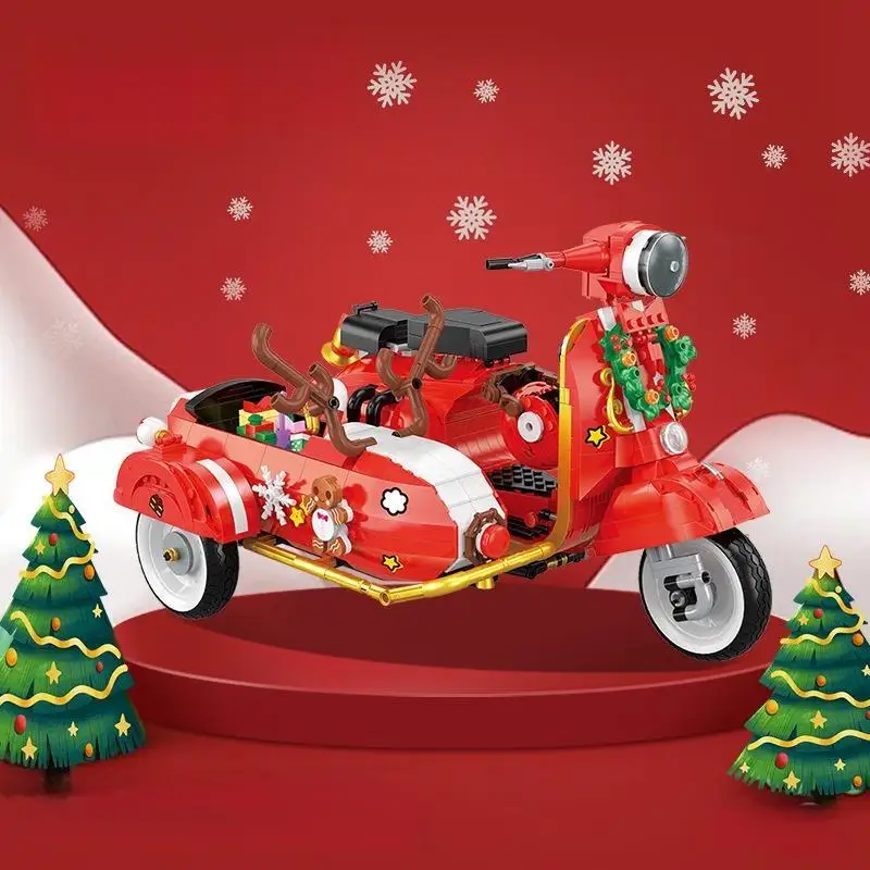 

OUZEY Christmas Scooter Building Set - 3in1 Modern City Moped & Motorcycle Model, Mini Block Toy Gift for Kids Age 8-12
