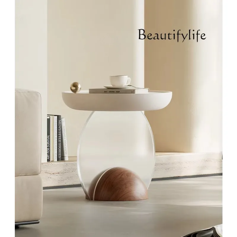 

French Cream Style Side Table Living Room Light Luxury High-Grade Designer Model Acrylic Sofa Coffee Table