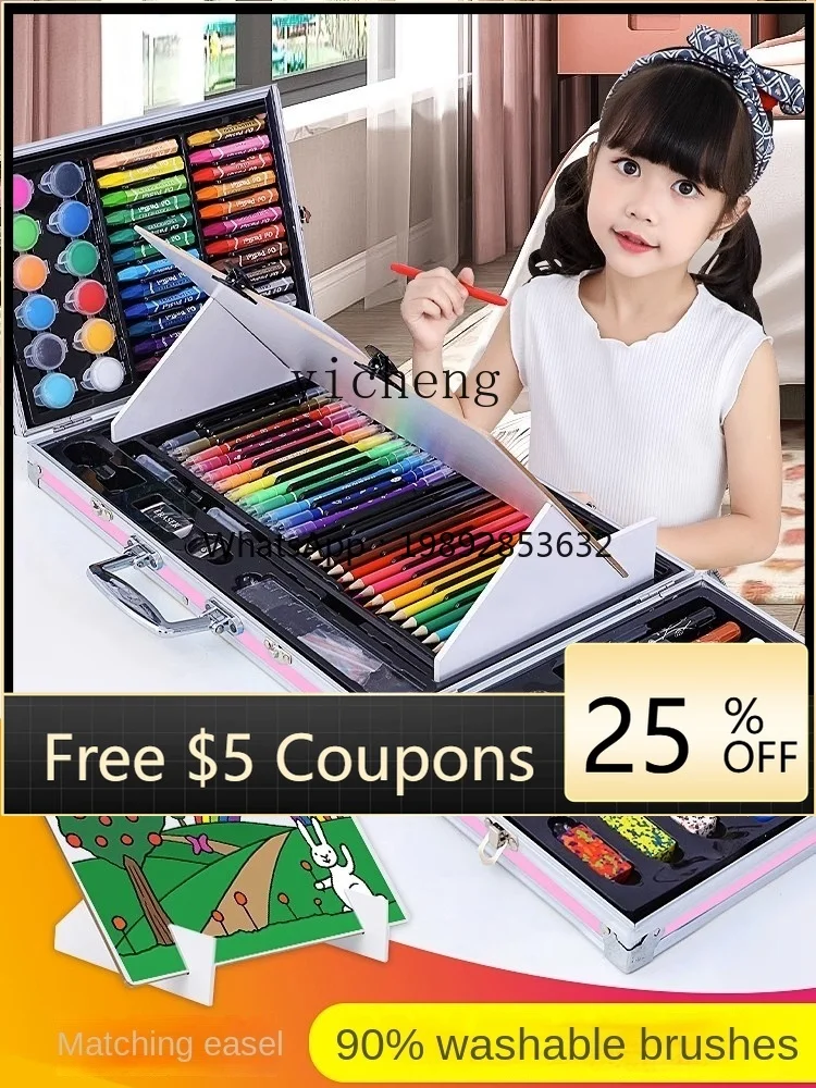 

XL Children Paintbrush Watercolor Pen Drawing Set Painting Tools Gift Box Non-Toxic