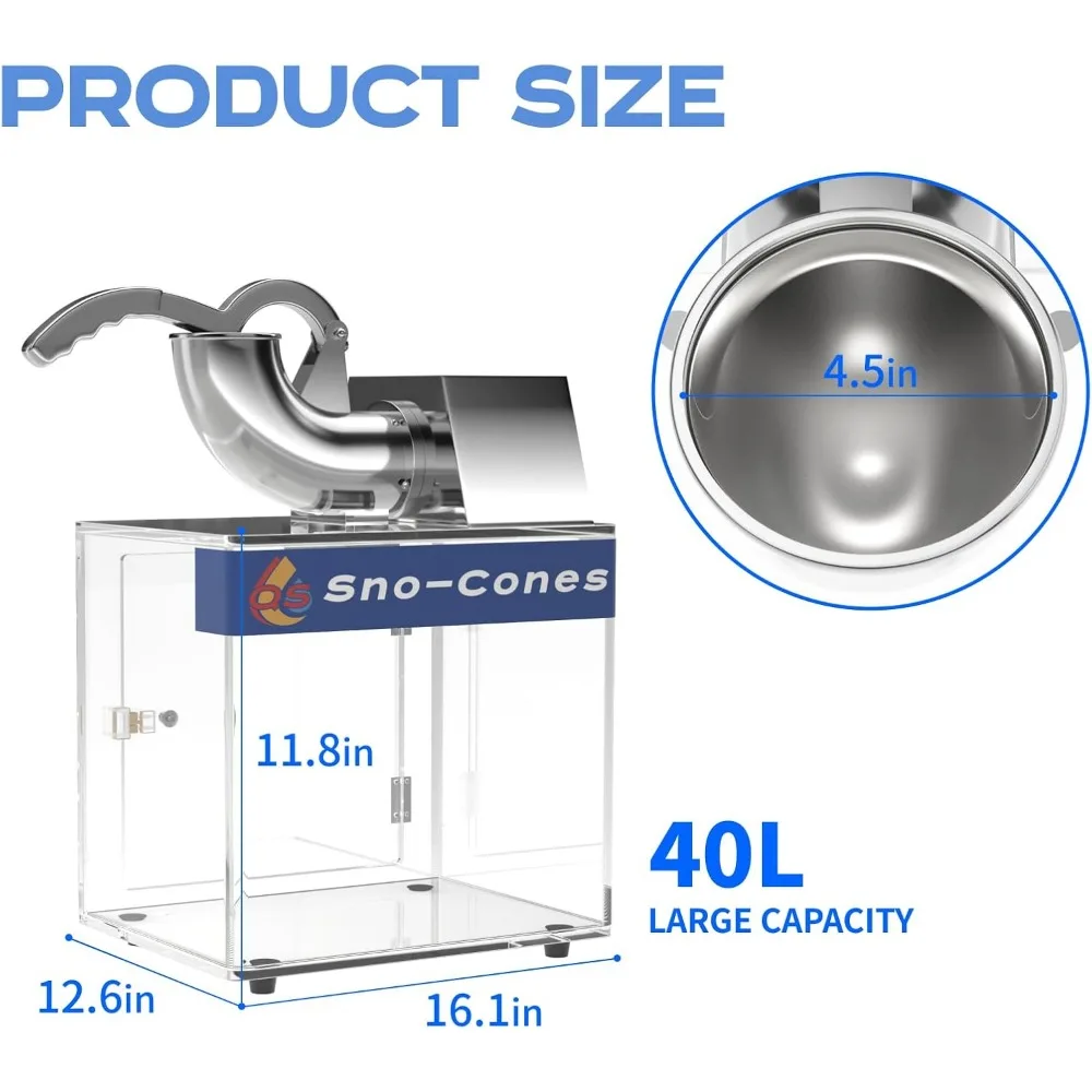 Machine à Cône de Neige Électrique en Acier Inoxydable, Rasoir à Glace Commercial, 500 Artériel/H, pour Touriste, 110V