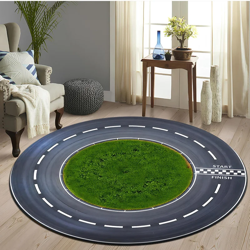 Vintage Racetrack Round Rug Start Finish Line Print NonSlip Floor Mat for  Room  Patio Outdoor Home Decor