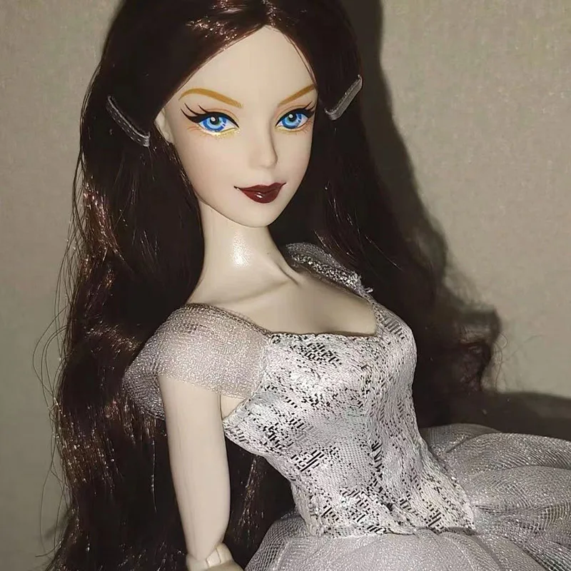 30cm Lady Doll\'s Head with Big Wavy Curly Hair 1/6 Dress Up Accessories Girls Diy Toys