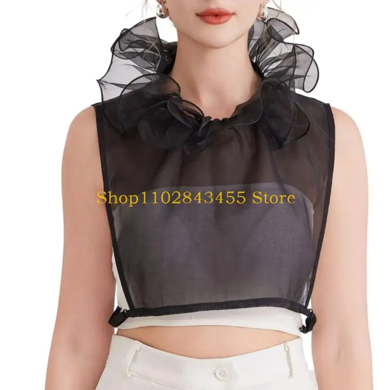 Colar falso da decoração destacável amigável do pescoço 49MC com projeto Ruffled do laço