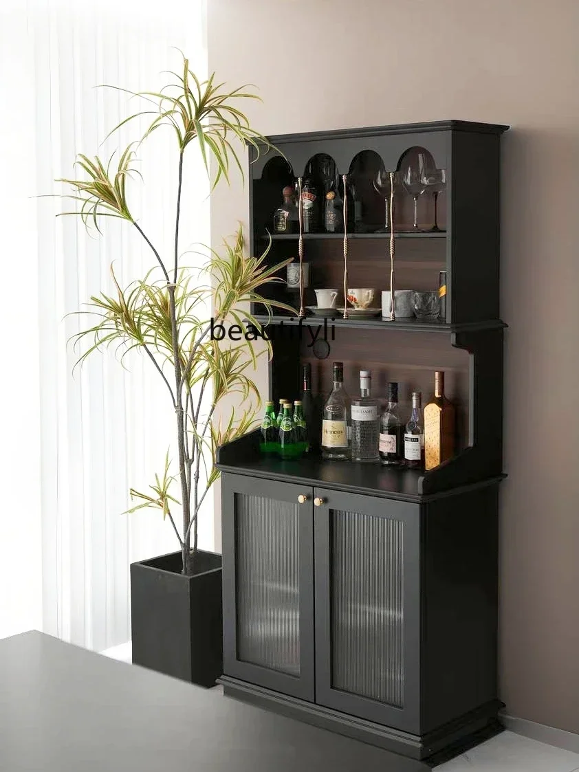 xxqHigh cabinet dining side cabinet wine cabinet retro French design living room