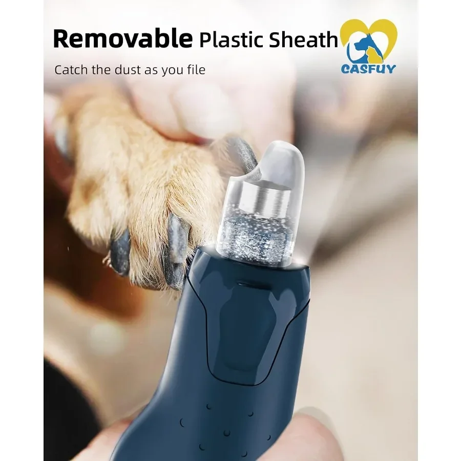 Moedor de unhas elétrico recarregável silencioso de 45db e 6 velocidades com 2 luzes LED para cães e gatos grandes, médios e pequenos