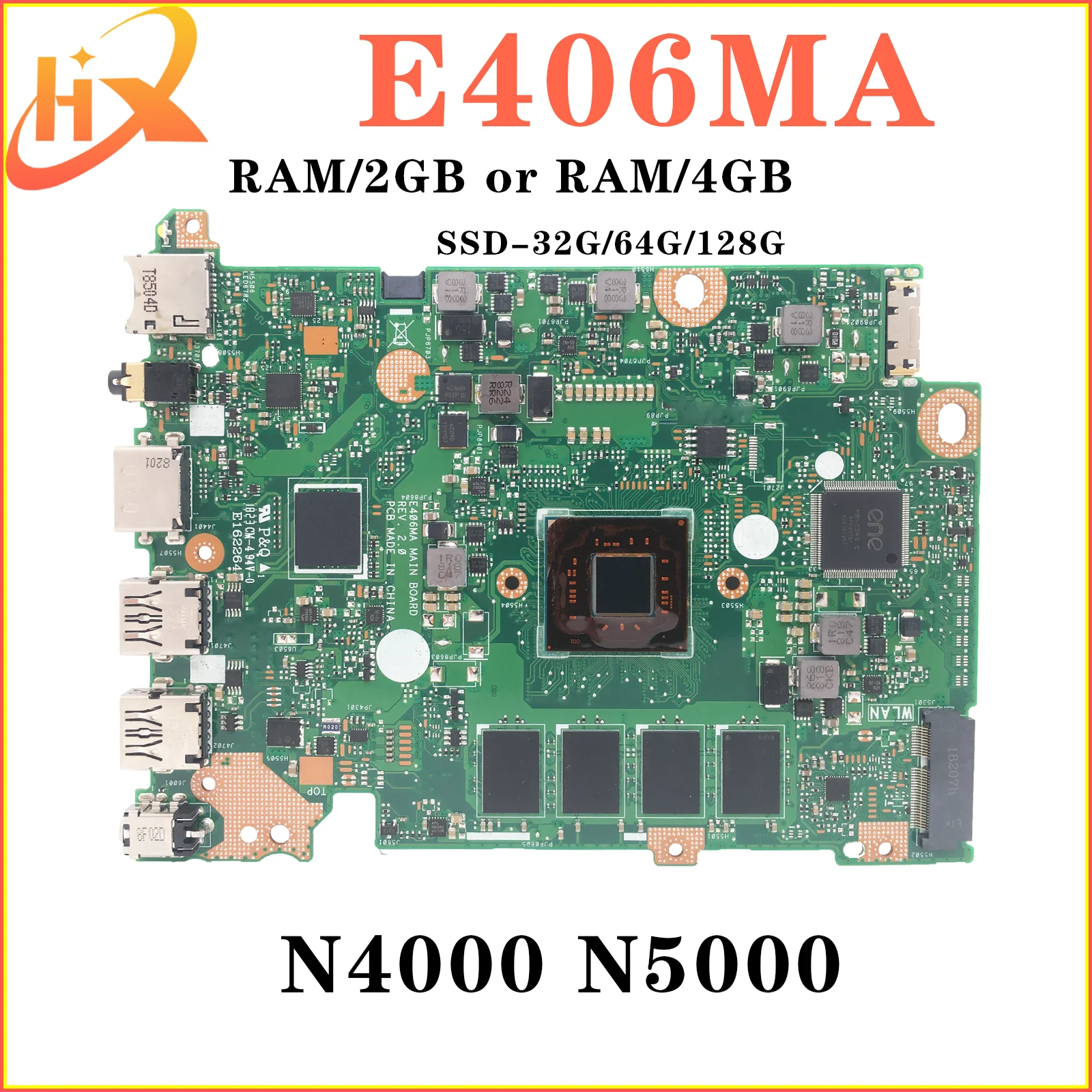 E406MA Notebook Mainboard For ASUS VivoBook Flip 14 R406M L406M E406M Laptop Motherboard RAM-2G/4GB SSD-32G/64G/128G