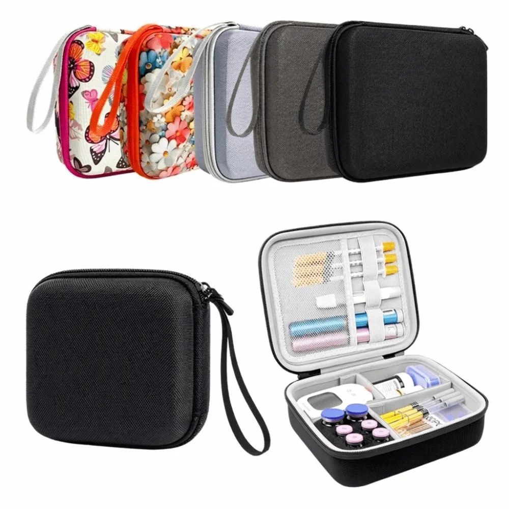 Portable Blood Glucose Meter Travel Case Adjustable Dividers Durable Zipper Diabetes Supplies Organizer Pouch Carry On