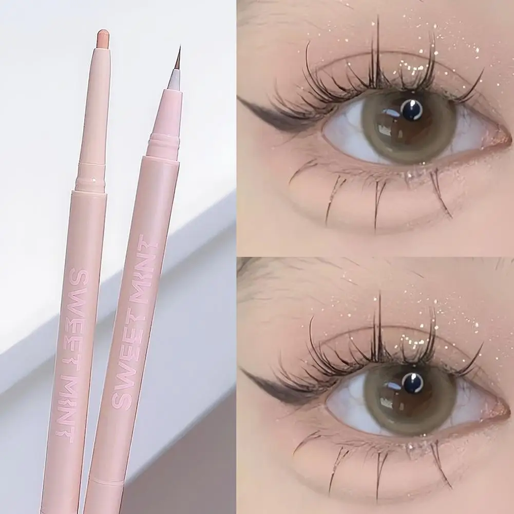 Crayon surligneur à vers de soie à double extrémité, stylo anciers de maquillage, agrandir la pointe des yeux, surligneur sous les yeux doux et mince, G5j7