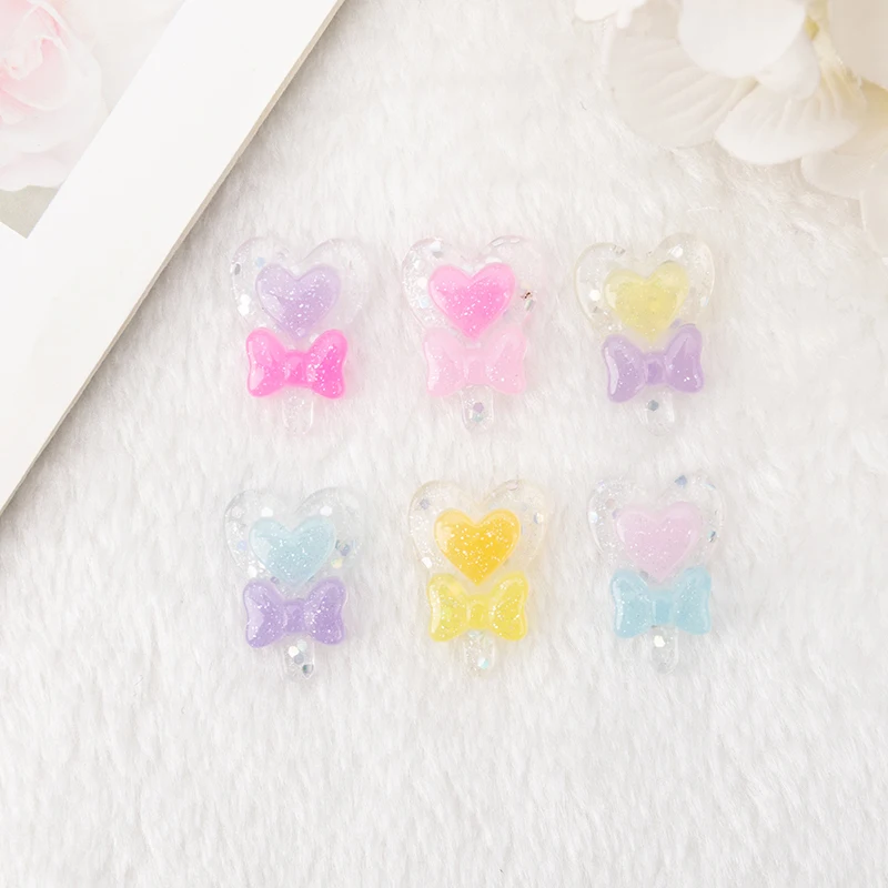 18Pcs 25*18MM Candy  Charms  Resin cabochons Flatback Colorful  Lollipop For DIY Jewelry Making Hair Accessories