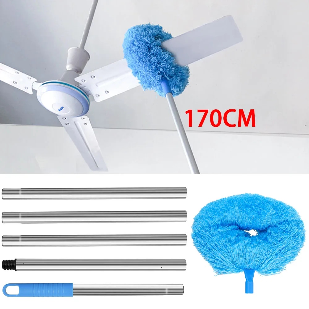Deckenventilator-Reiniger Staub tuch mit 2 abnehmbaren Staubkopf-Deckenventilator-Klingen reiniger mit Verlängerung stangen verstellung