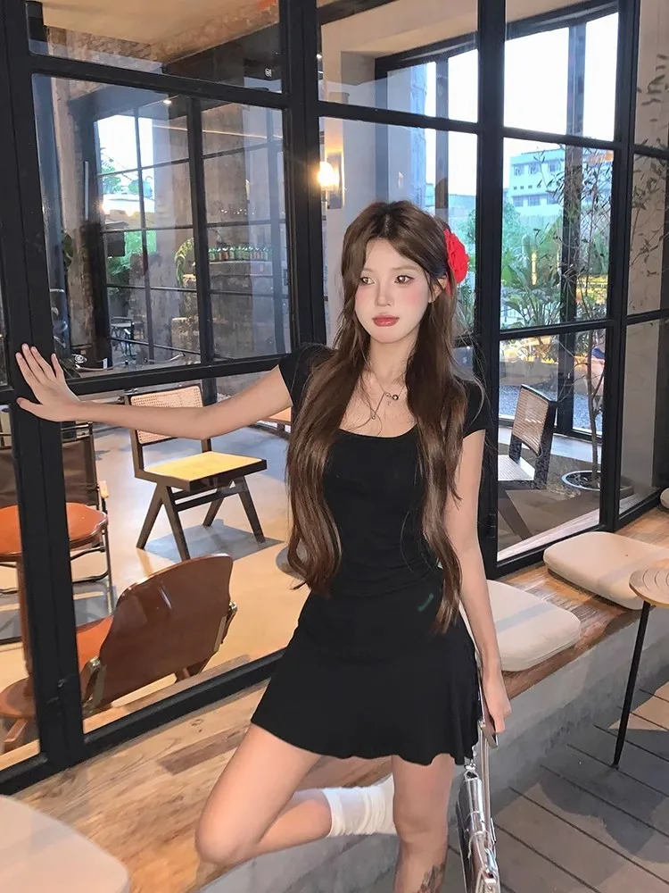 Vestidos femininos malha ruched em camadas midi saia dança vitrine flowy dramático artístico moderno jovem declaração na moda elegante