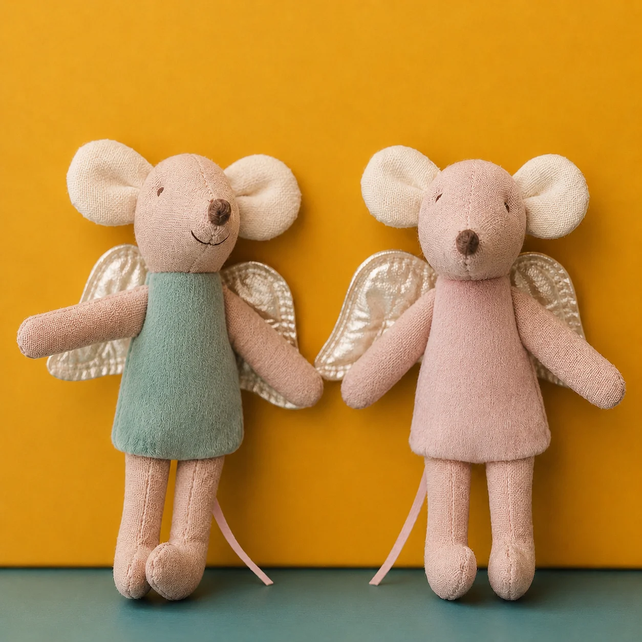 Nordic Style Fabric Art Mouse Doll Thumb Doll Toy Cute Angel Wings Mouse Doll Zodiac Gift Birthday Gift Rag Doll Small Decoratio
