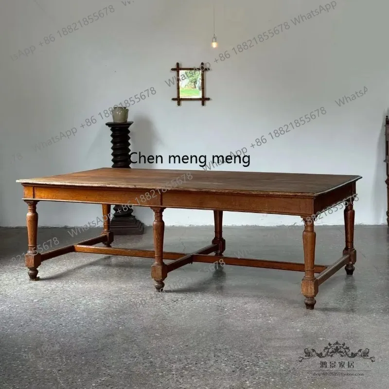 

RR American vintage solid wood dining table French rectangular antique vintage dining table conference table