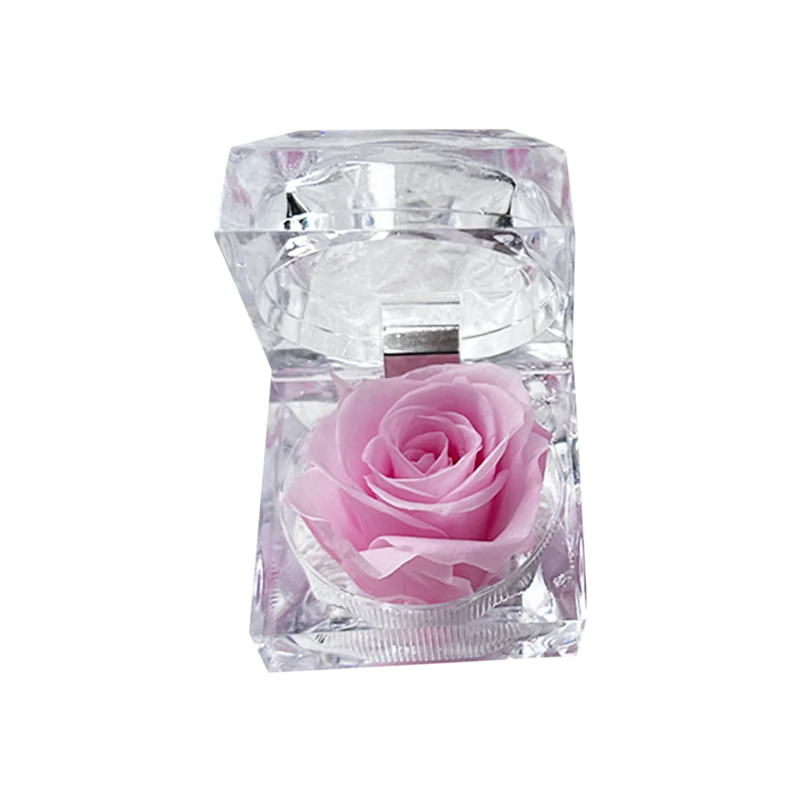 Preserved Rose In Crystal Box Realistic Flower Gift Valentine's Day Anniversary Romantic Decor Present Her Birthday Surprise image 3