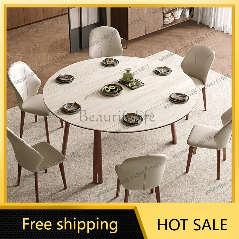 LJY Folding Round Dining Table Chairs Kitchen Center Nordic Dining Table Modern Designer Lounge Restaurant Muebles Home Furnitur
