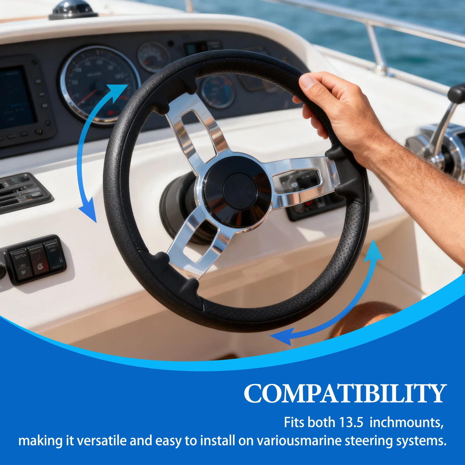 Accessori per barche Volante distruttore marino a 3 raggi in acciaio inossidabile da 13 pollici con schiuma nera