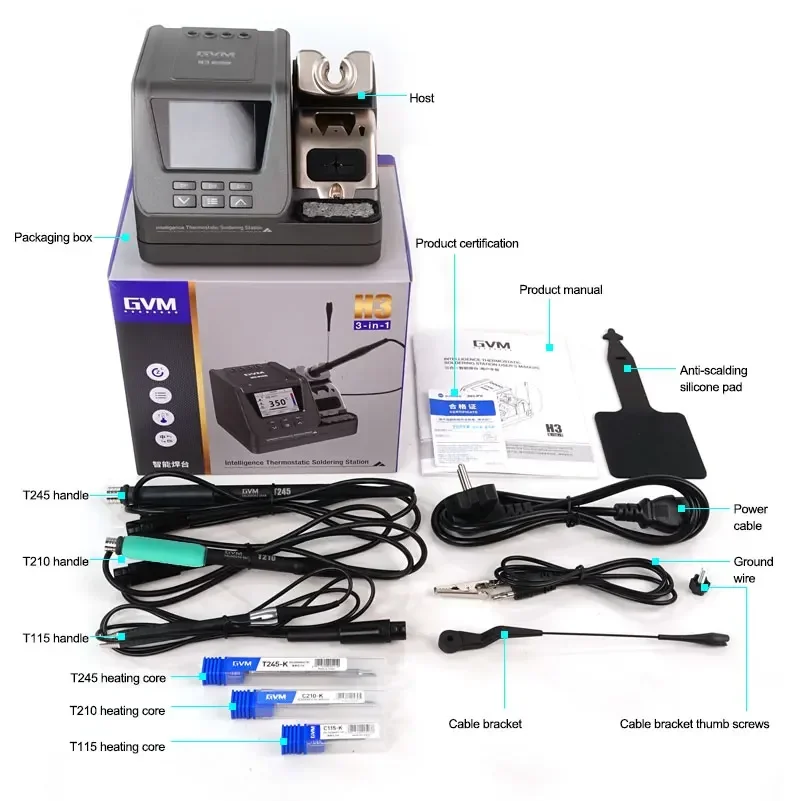 GVM H3 3-in-1 Smart Soldering Station Supports T245/T210/T115 Handle, Suitable for Mobile Phone Repair Welding Station Tools