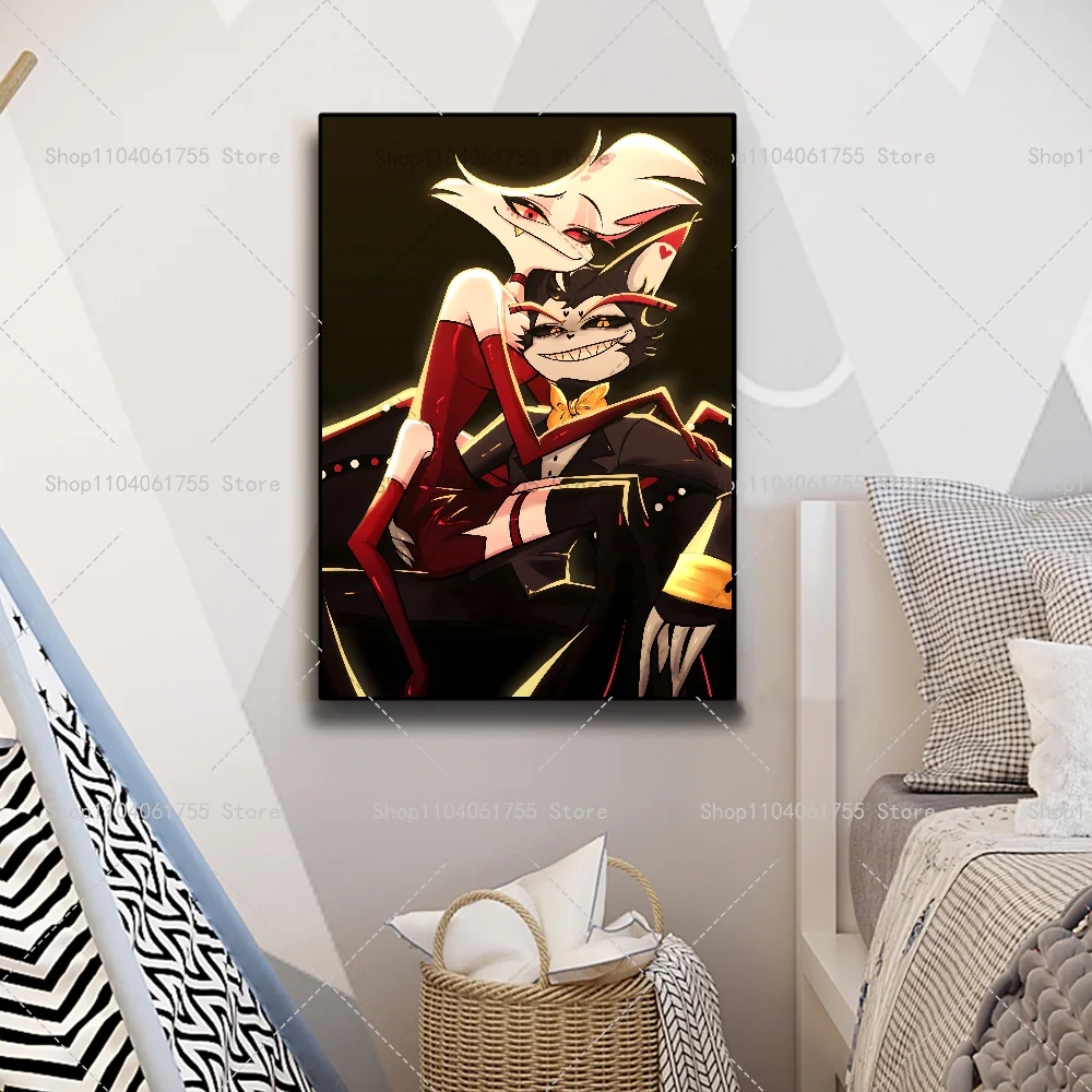 Hazbin H-Hotels Angel 먼지 경보 포스터, 자체 접착 아트 방수 종이 스티커, 커피 하우스 바 룸 벽 장식, 1PC
