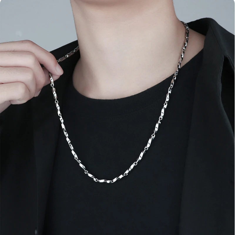 HNSP 3.8MM Mobius Stainless Steel Chain Necklace For Men Neck Fashion Jewelry Accessories 50CM-80CM Long Chains