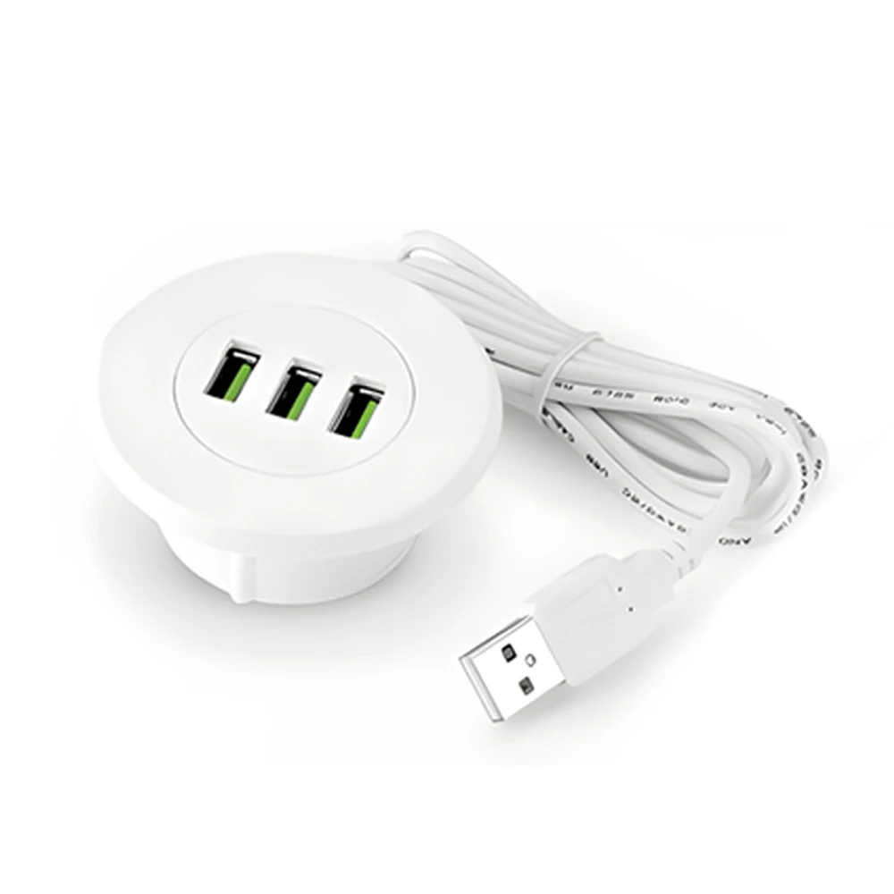 

3 Ports USB 2.0 Hub 5CM Desktop Embedded USB Charger 3 In 1 Splitter For Laptop PC Data Transmission Mobile Phone Fast Charging