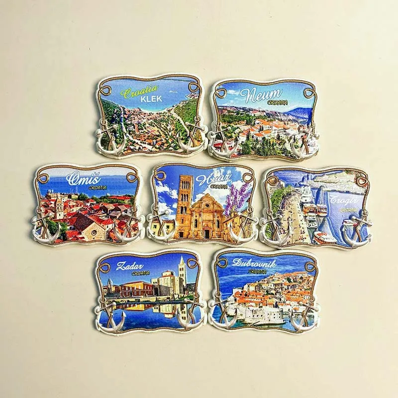 

Croatia European City Refrigerator Magnets: Scenic Views of Klek, Makarska, Crikvenica, Zadar, Dubrovnik with Historic Buildings