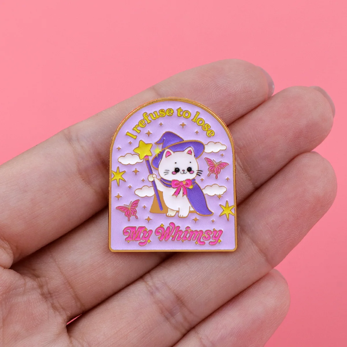 I refuse to lose Enamel Pin Cute Cat Quotes Brooch Lapel Pins Badge on Backpack Clothing Accessories Animal Jewelry Friends Gift
