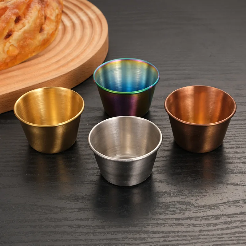 24 PCS Ramekin Stainless Steel Condiment Sauce Cups Dipping Bowl Appetizer Plate Seasoning Dish for Home Restaurant Wholesale XB