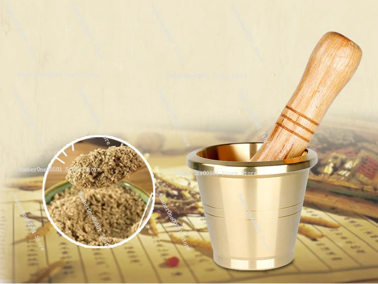 Pure Copper Herbal Mortar Traditional Medicine Grinder Brass Garlic Crusher Pill Crusher Copper Bowl